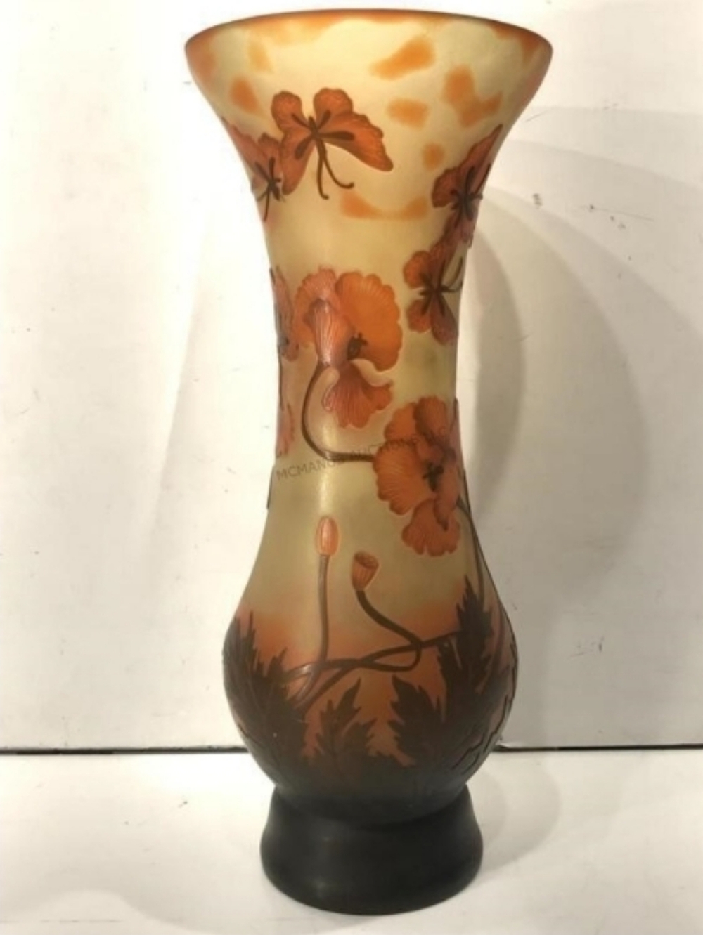 Exquisite Emile Gallé Style Vase – Thick Glass with Butterfly & Floral Motif